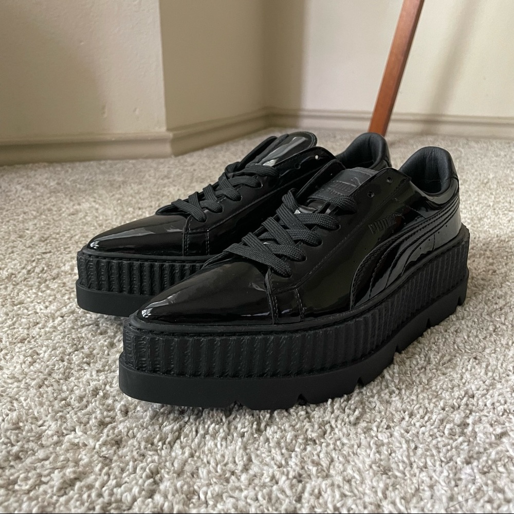 NEED GONE Puma Fenty by Rihanna black patent leather platform creepers size 8